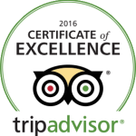 Certificate of Excellence by Trip Advisor